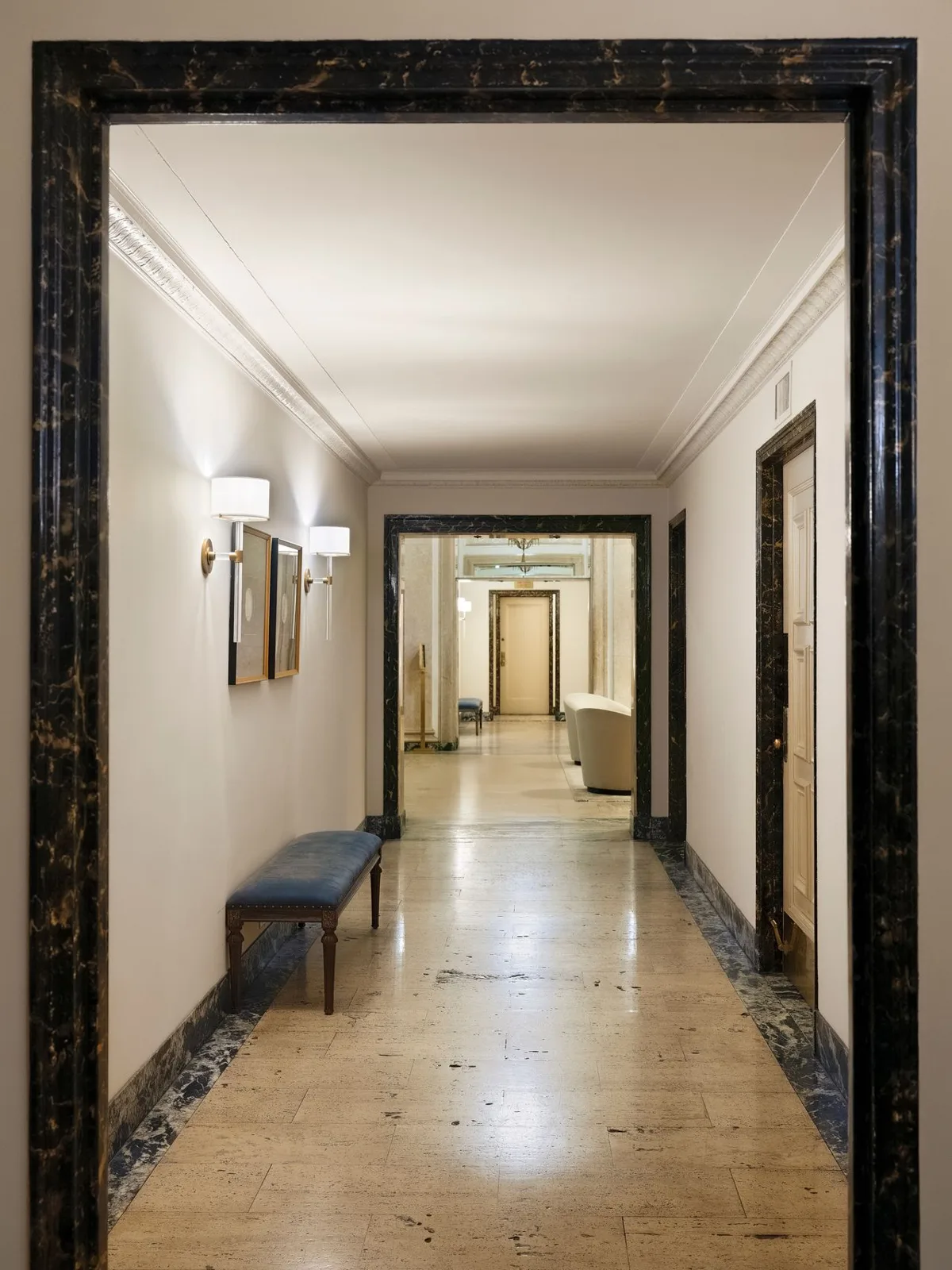 The marble elevator hall
