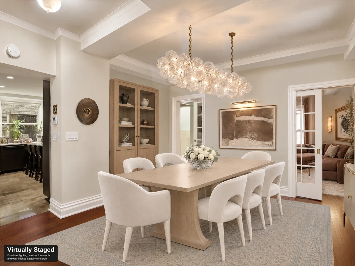 The dining room, virtually staged